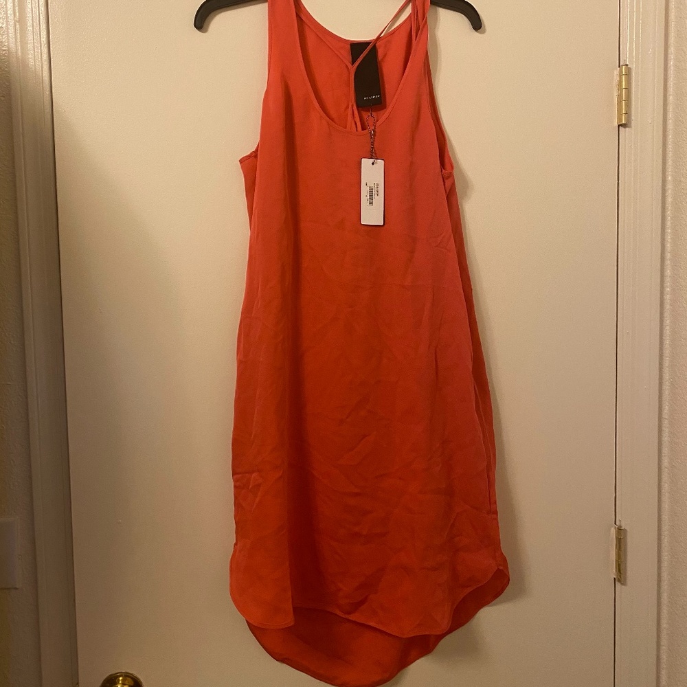 H By Bordeaux Silk Scoop Tank Dress Melon NWT